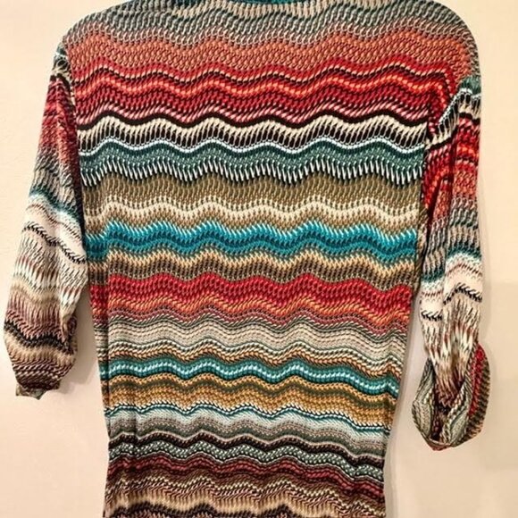 VeronicaM Retro‎ Aztec Dress Sz S Drop Tie Waist Boho Comfort 3/4 Length Sleeve - Picture 6 of 9